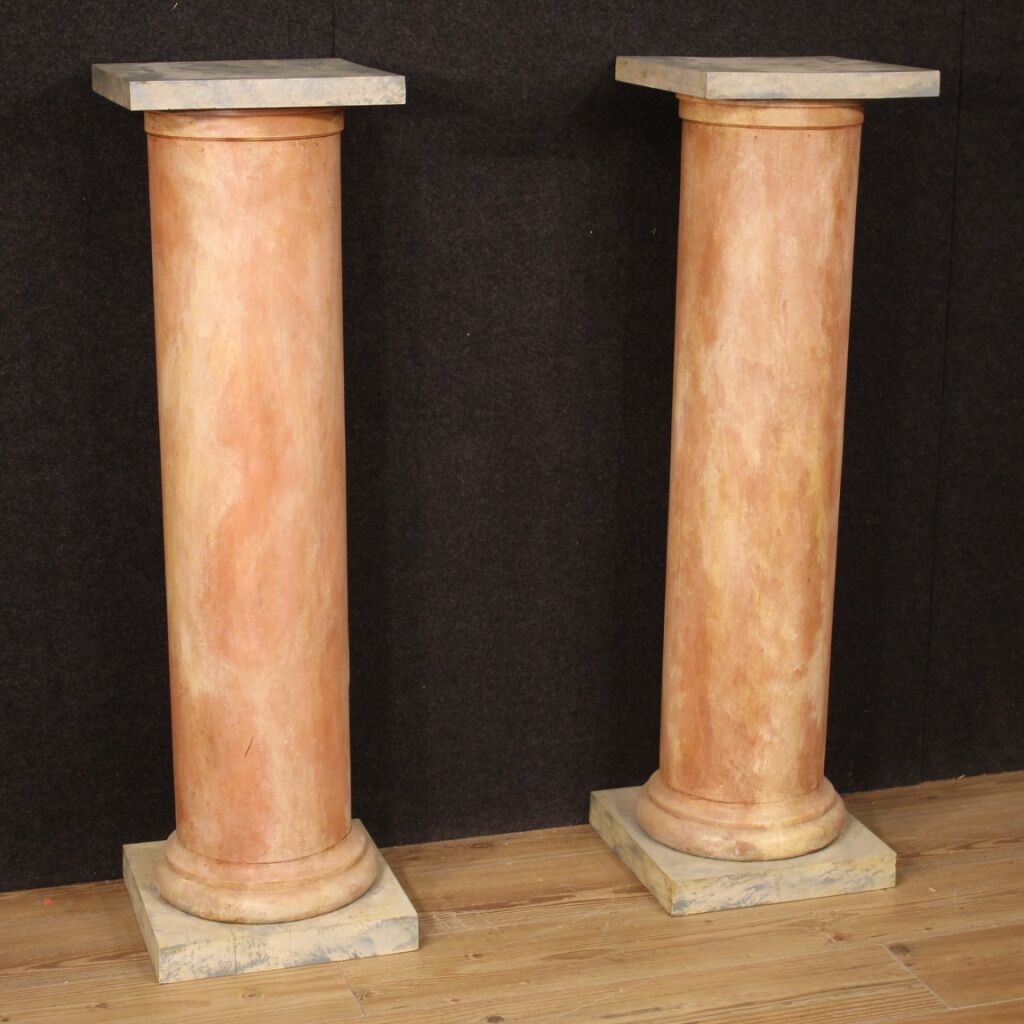 Pair of french columns in lacquered wood