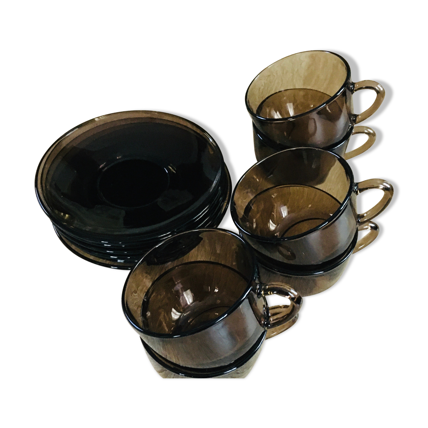 Coffee service amber glass 70s Vereco