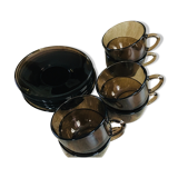 Coffee service amber glass 70s Vereco