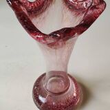 Floral vase/Clichy glassware/Camaieus shades of pink. Dotted patterns/Volutes. Height 25.5 cm