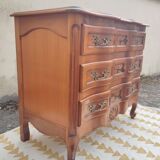 Small cherry crossbow chest of drawers, Regency/Louis XV style