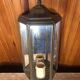 Old Brass Lantern Wall Lamp with Mirrored Background + Vintage Glass Plates