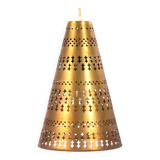 Hans Bergström brass ceiling light, conical shape Ateljé Lyktan 1950s