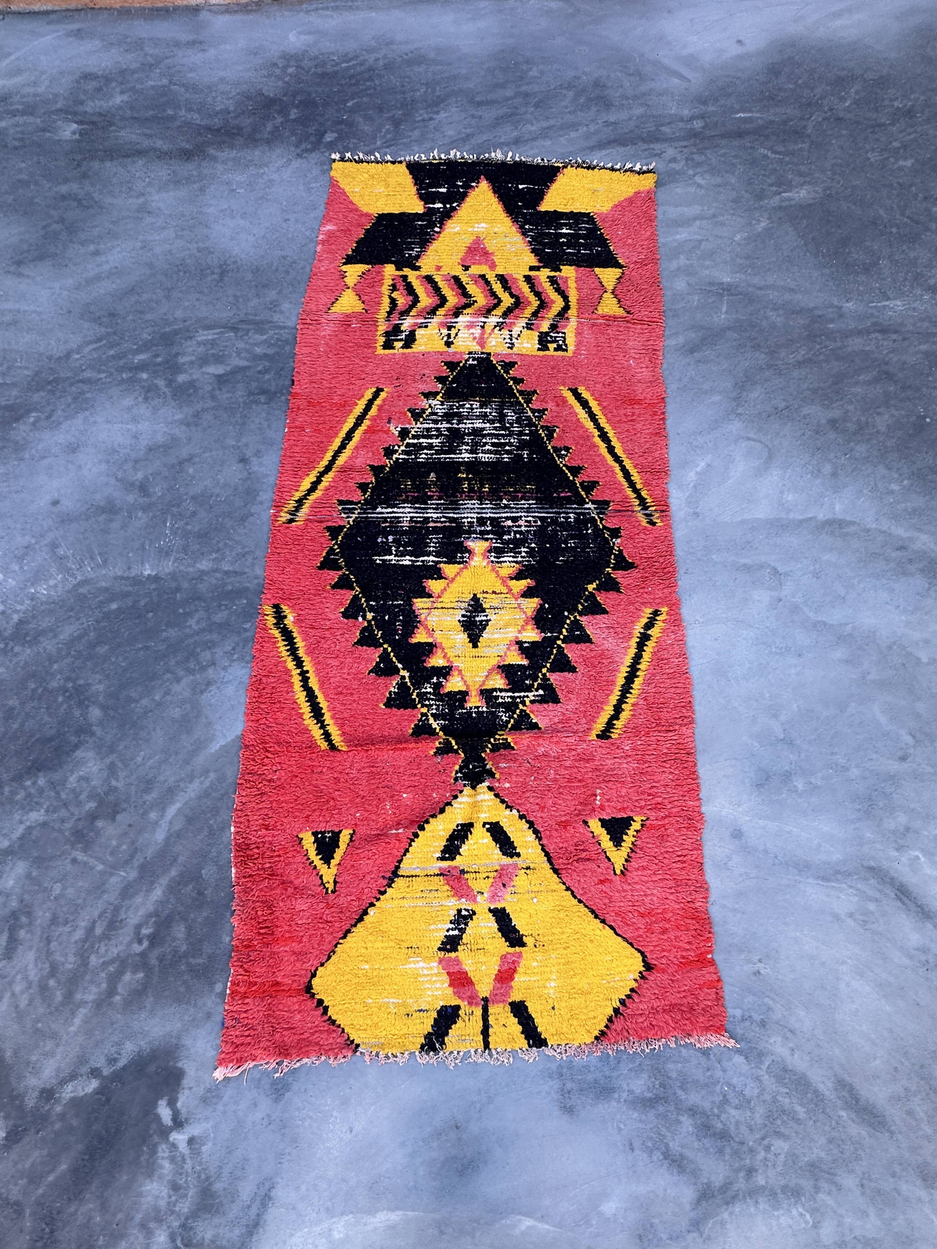 Moroccan Boujad rug pink - 107 x 267 cm