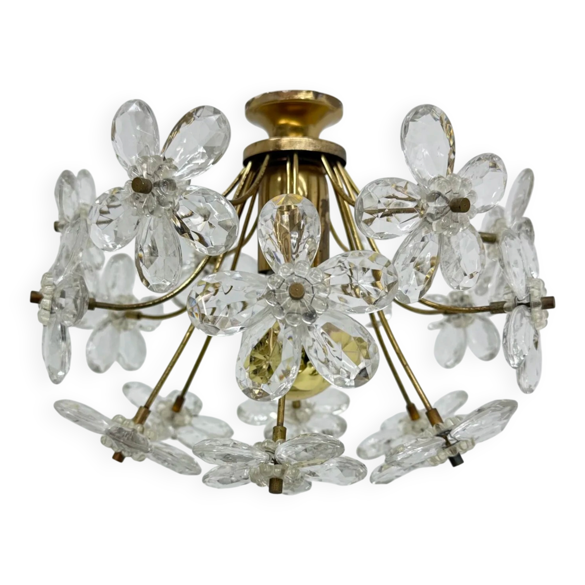 Mid-century crystal flower ceiling lamp, 1970s