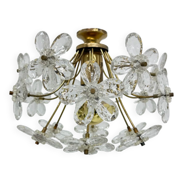 Mid-century crystal flower ceiling lamp, 1970s