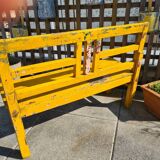 Old yellow teak school bench