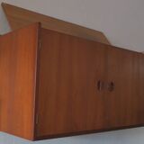 Danish teak flip-top media wall cabinet, 1960s