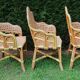 3 woven rattan armchairs