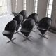 Set of 6 vintage black leather cone chairs by Verner Panton for Gebrüder Nehl