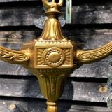 Gilt French Chandelier: Neo Classical 3-Branch Crystal Pendant Light