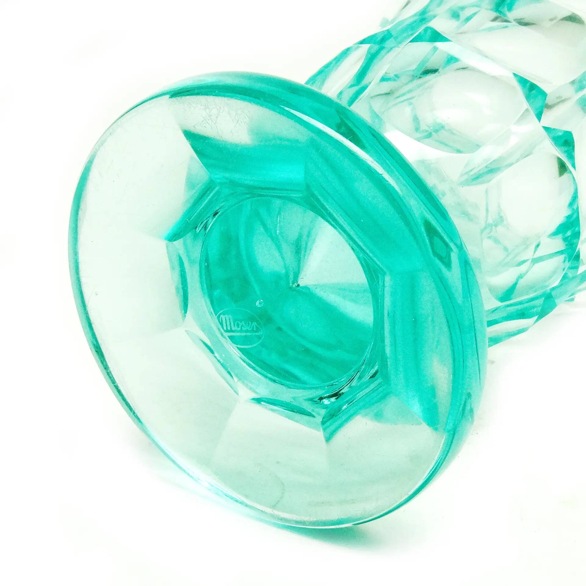 Art Deco vase, uranium crystal, Moser, Czechoslovakia, 1930s