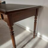 wooden desk, green leather top