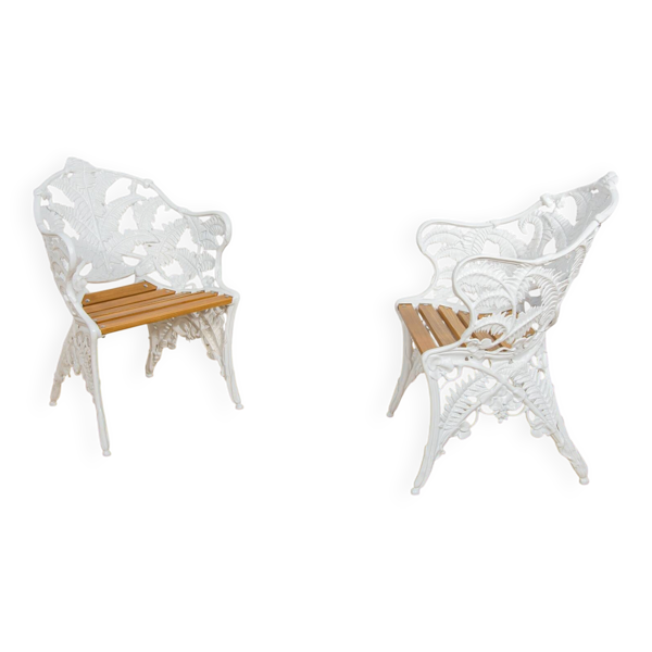 Chaises de jardin en fonte de style victorien Coalbrookdale, Royaume-Uni, années 1950, ensemble de 2.