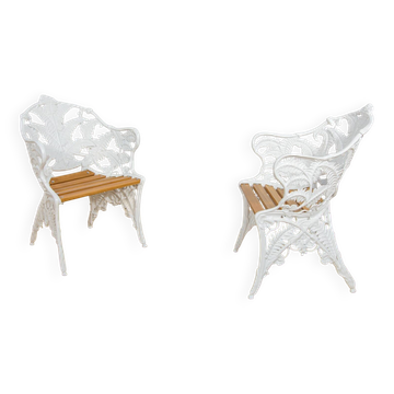 Chaises de jardin en fonte de style victorien Coalbrookdale, Royaume-Uni, années 1950, ensemble de 2.