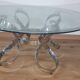 Table basse vintage Spage Age en verre et chrome. Style Hesterberg