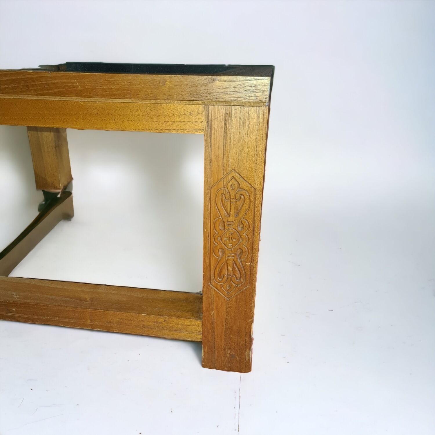 Exotic wood and glass coffee table