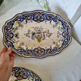 Vintage Rouen porcelain soup tureen with underplate, hand-painted