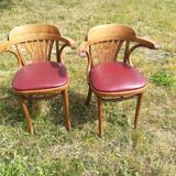 Set of 41 bistro chairs seated red skaï