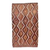 Tapis Kilim géométrique rouge vin et vert, 155x268 cm
