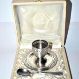 Vintage cockroster in openwork silver metal in its original case
