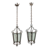 Old iron and glass lanterns, Italy, early 20th century.