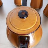 Théière ocre marron Poët Laval 8T  7 verres à  à orangeade ou mazagrans