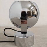 Eye ball lamp or wall light, chrome, space age, France circa 1970.
