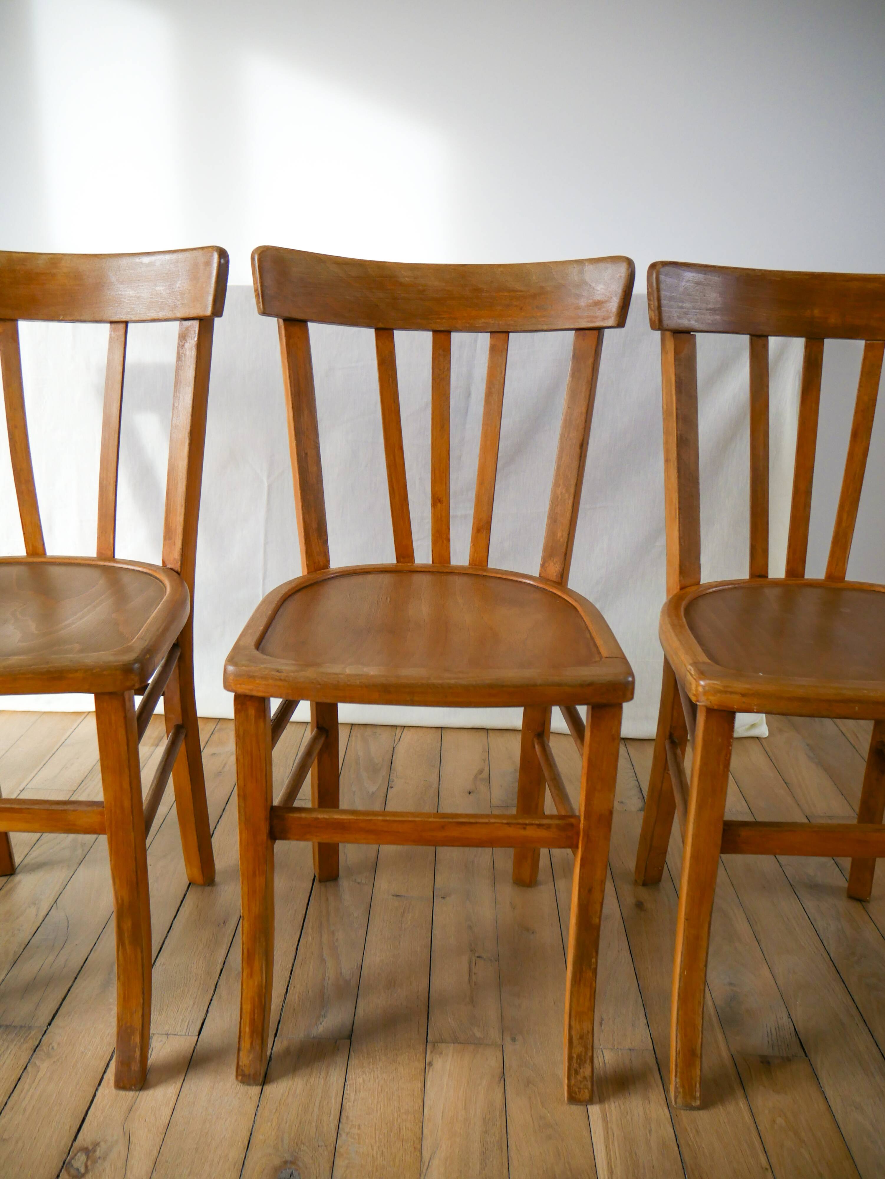 Set of 4 bentwood bistro chairs signed luterma 1950
