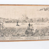 Serigraphie sur toile de Barcelone vintage reproduction d' une gravure du XVIIIe siècle