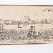Serigraphy on canvas of Barcelona vintage reproduction of an engraving of the eighteenth century