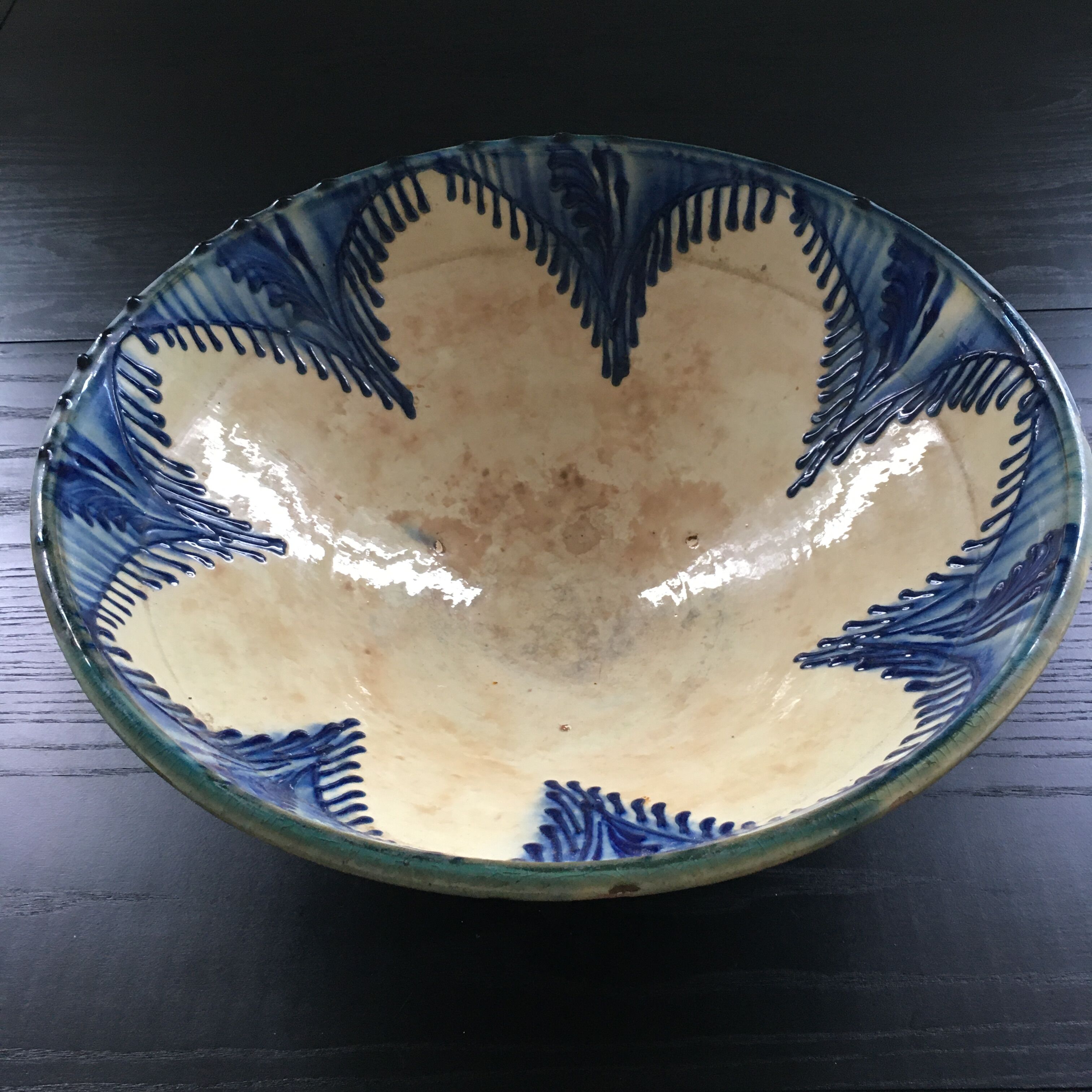 Saladier décor bleu