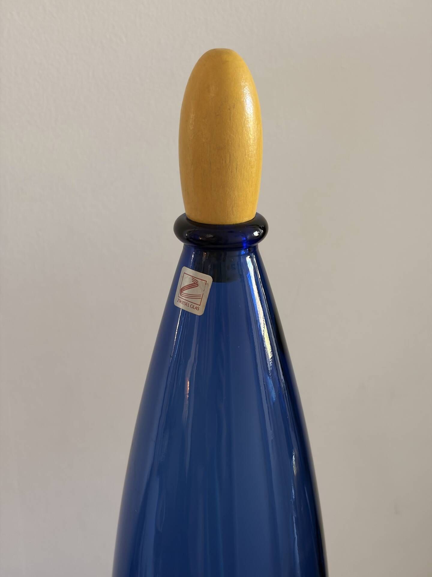 Large Vintage Cobalt Blue Art Glass Carafe by Zwiesel Glas – Mid-Centu
