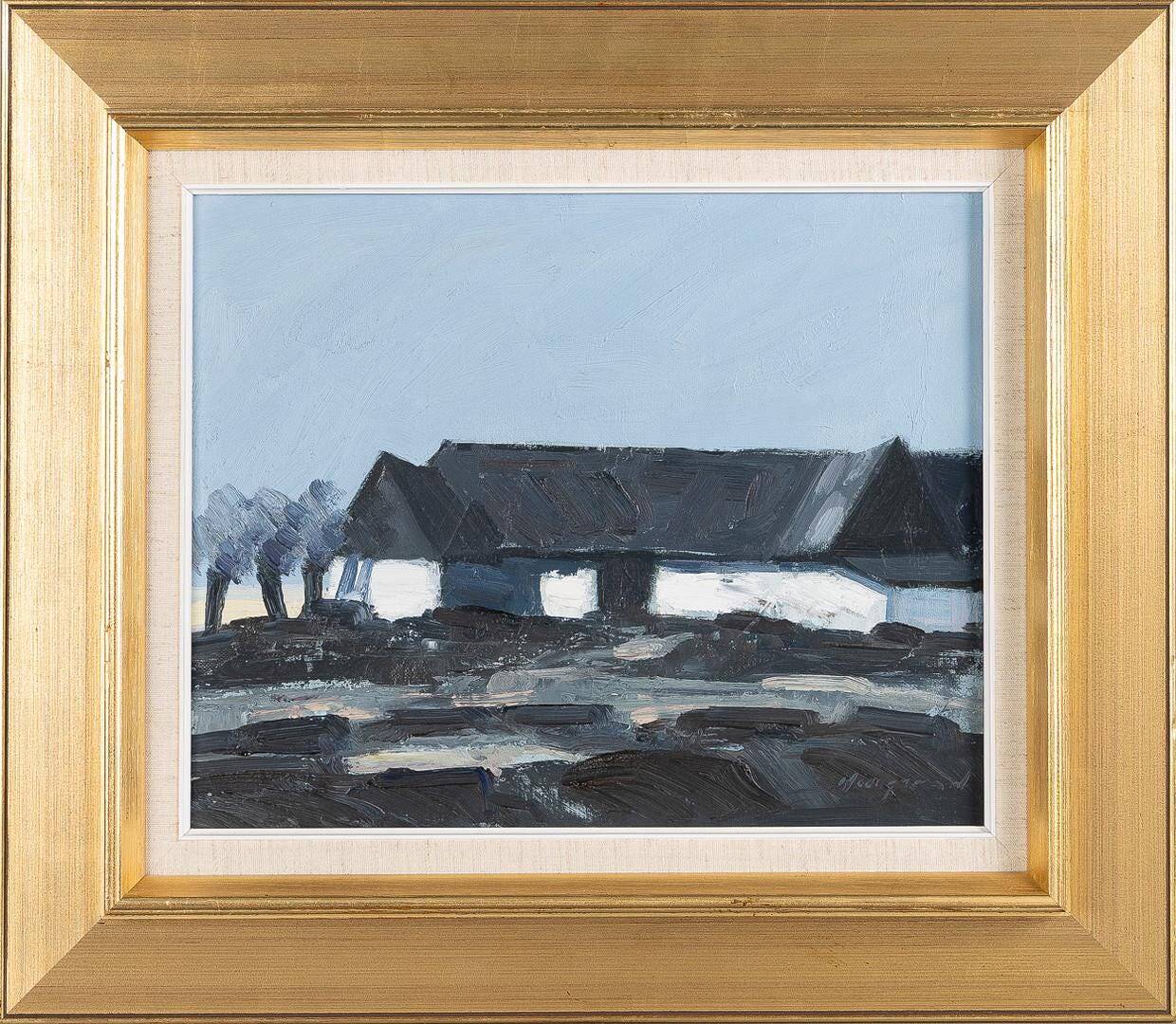 Swedish Oil on Canvas – “Farm Motif” by Bengt Hillgrund