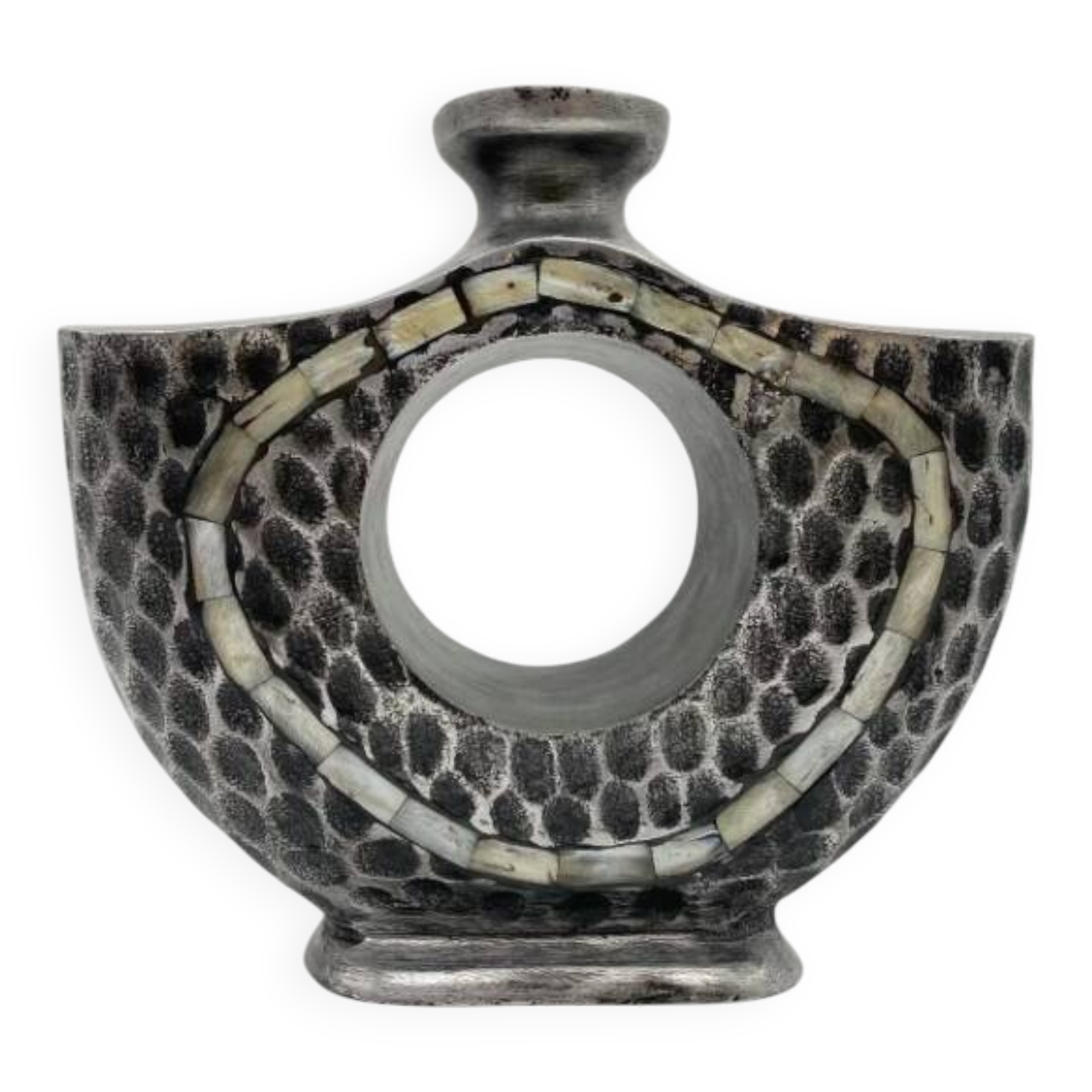 “Hammered Mother-of-Pearl” Vase / Cast Aluminum – 1980s