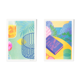 Pair of illustrations A5, in risography