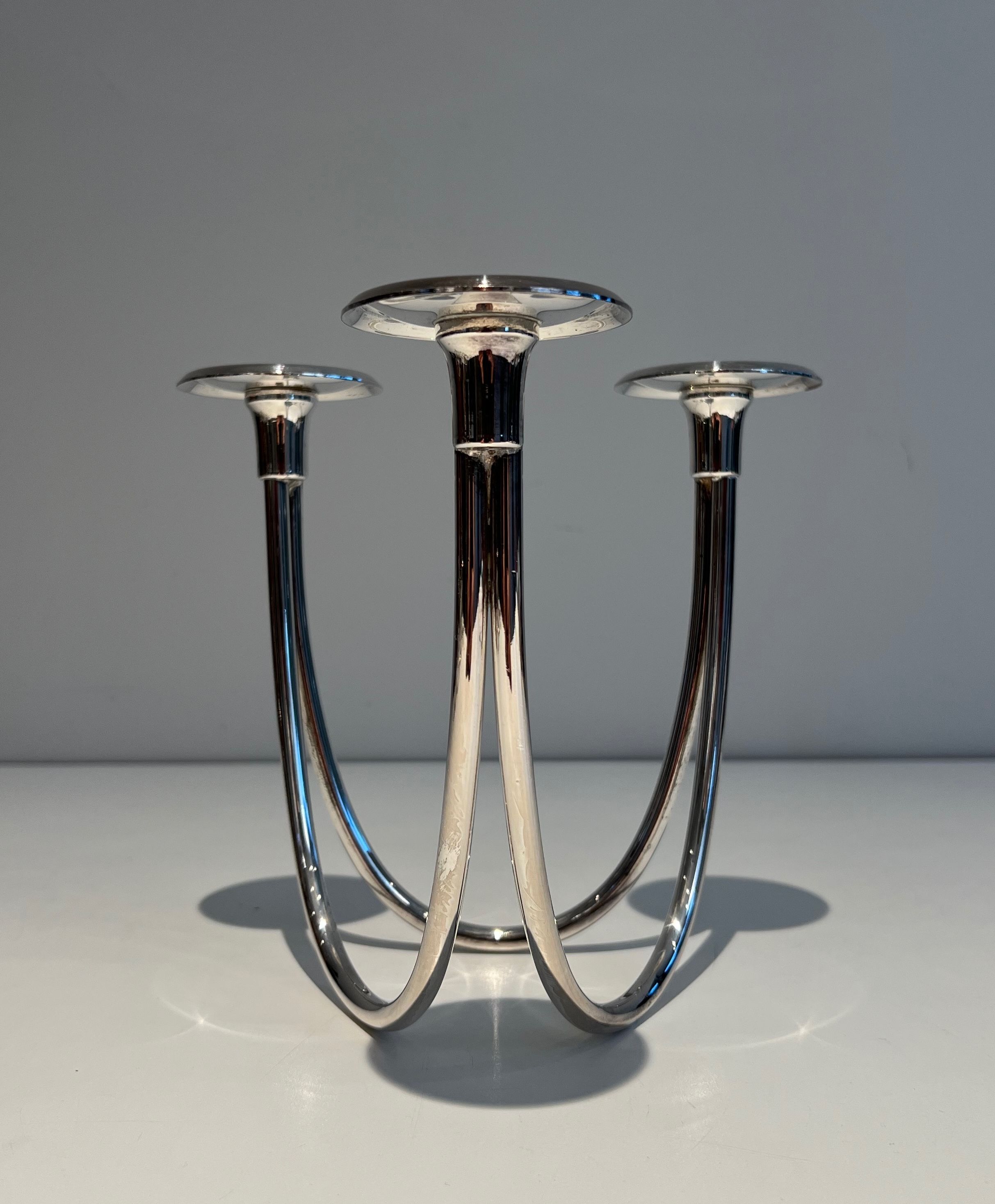 Silver-plated metal candle holder