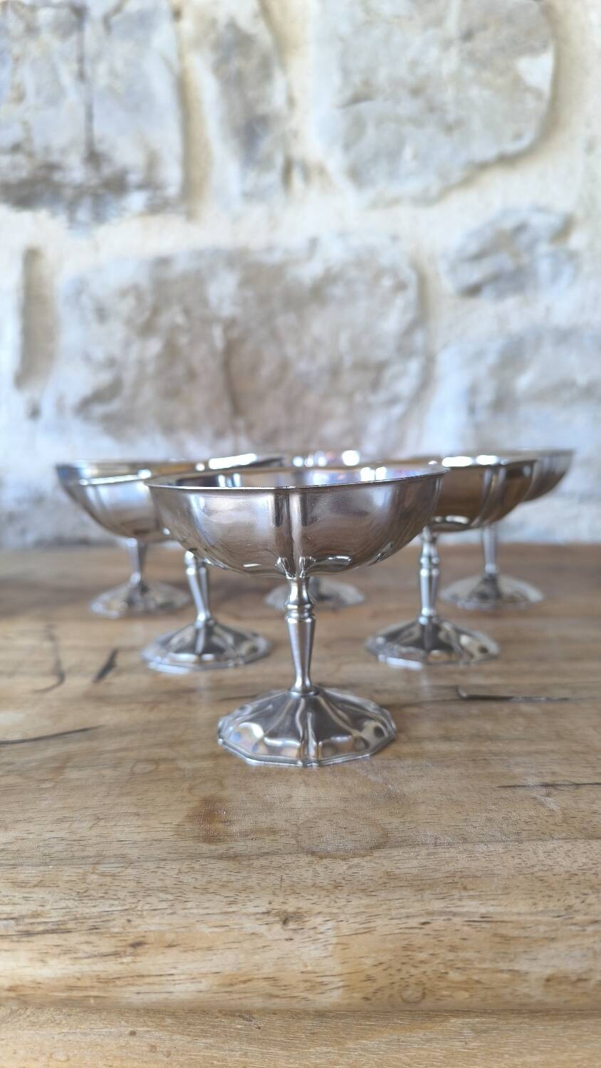 Set of 6 18/10 stainless steel ice cream cups