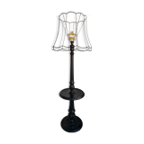 Matte black lamppost with small tablet