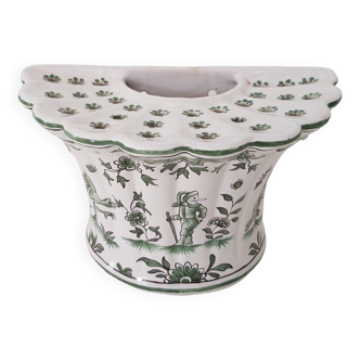 Louis XV Bouquetière Vase in Moustiers Earthenware Grotesque Decor Joseph Olery
