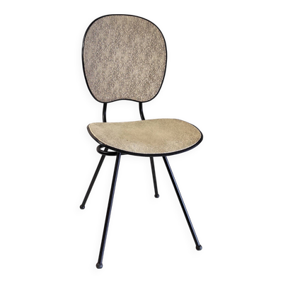 Chaise vintage en métal et skaï - années 50