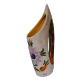 Ceramic vase with handle from the 70s, signed Tess, sunflower decor