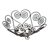 Vintage black metal basket with swirls – Decorative wire salad bowl