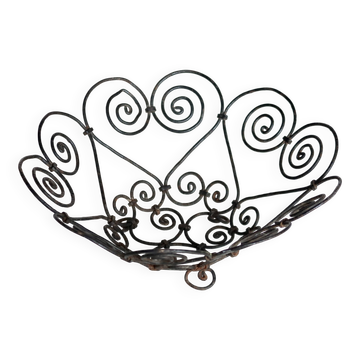 Corbeille vintage en métal noir à volutes – Saladier décoratif en fil de fe