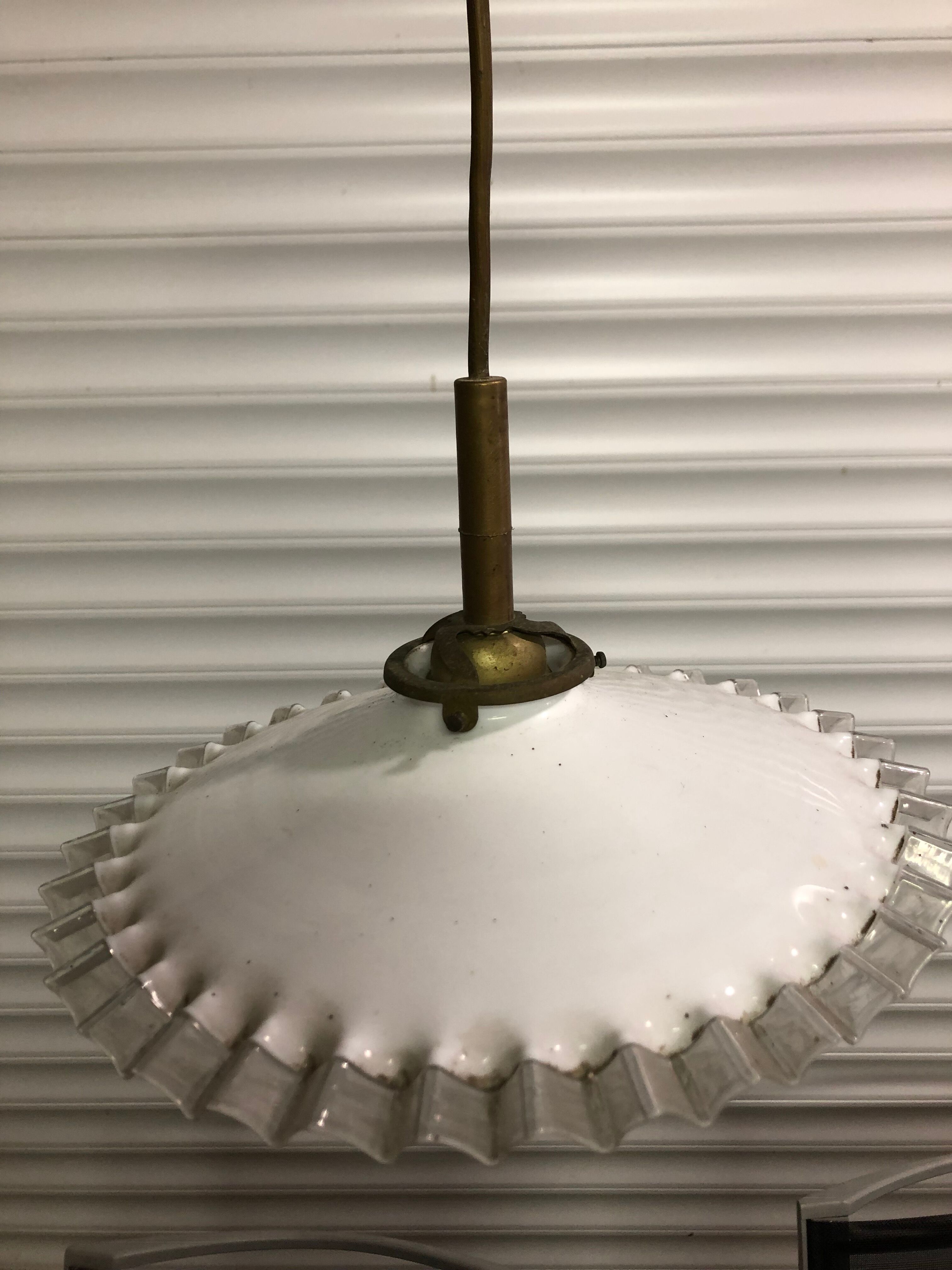 Brass and opaline pendant lamp