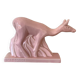 Pink doe sculpture geo conde saint clement earthenware france 1930 art deco