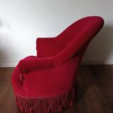Lot de 2 fauteuils crapauds en velours rouge