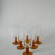 set of 6 vintage amber-footed champagne flutes 1970