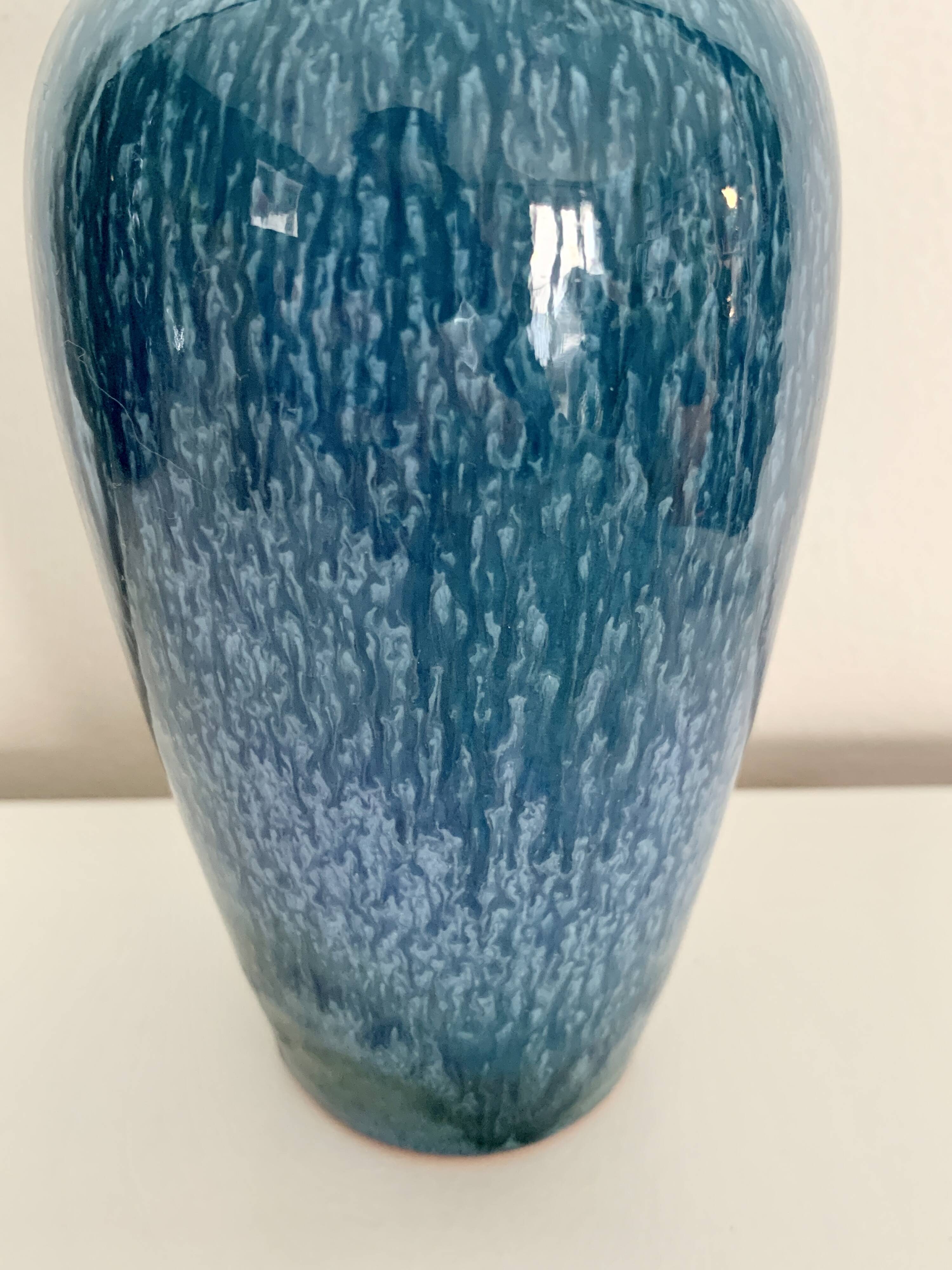 Glazed stoneware bottle vase signed Paturel