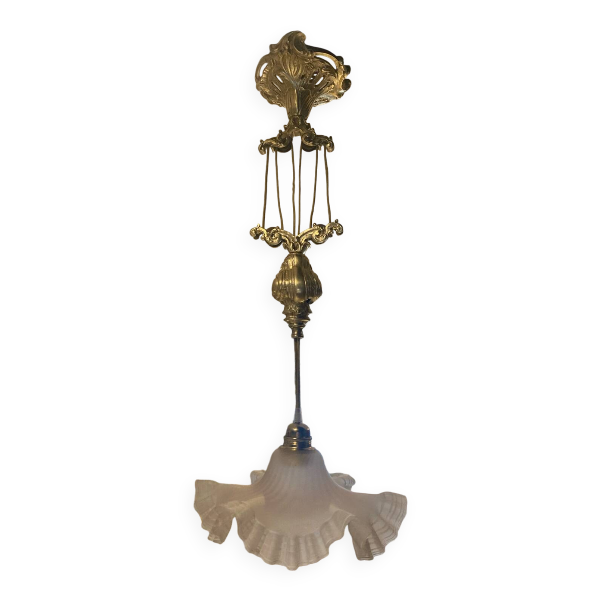 Lustre monte et baisse bronze ancien